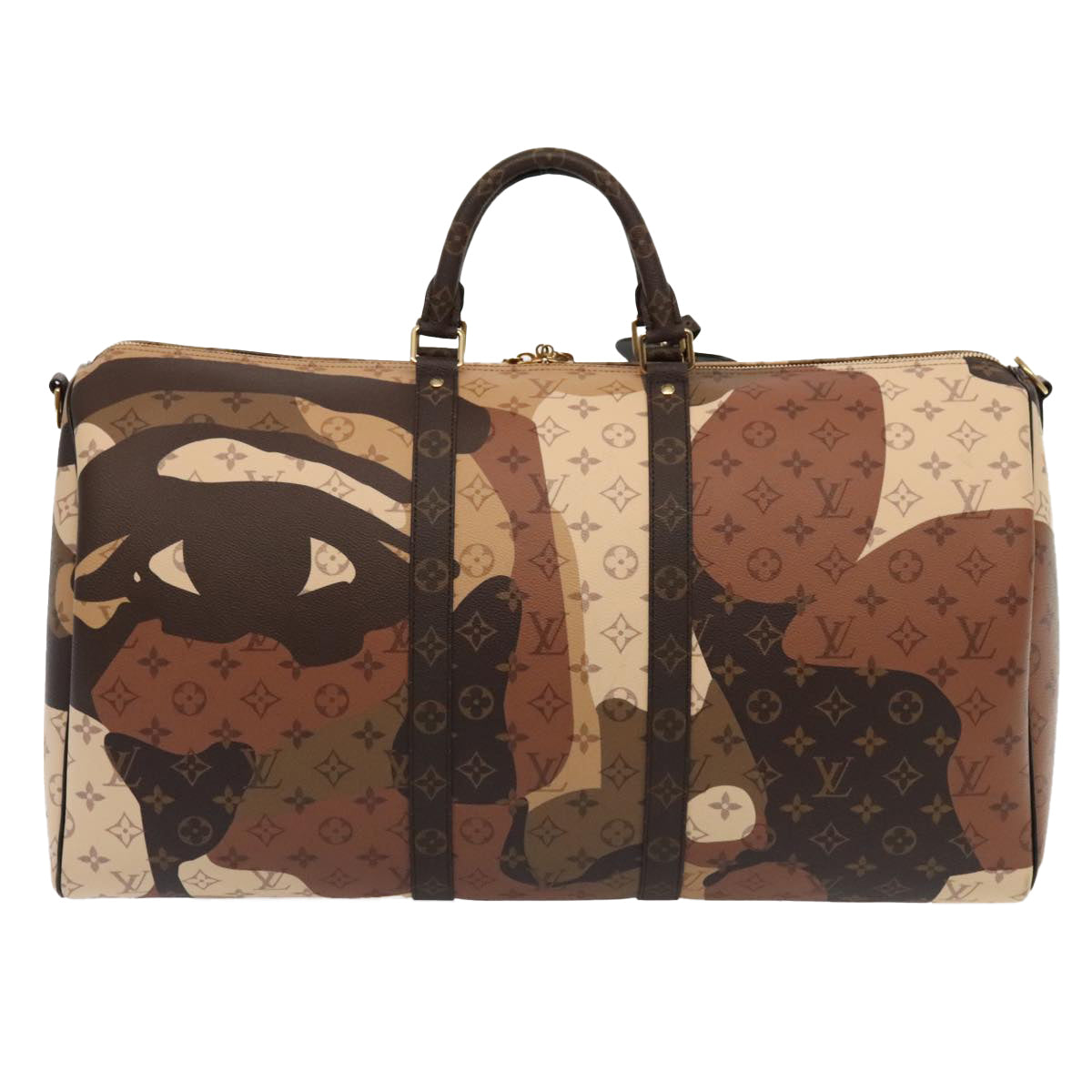 Louis Vuitton Keepall Bandouliere 55 Brown Canvas Travel Bag
