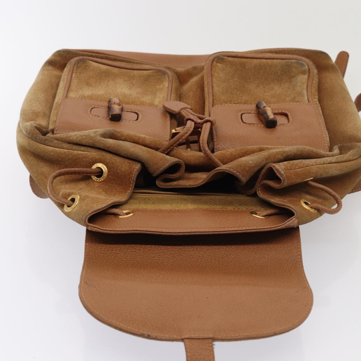Gucci Bamboo Brown Suede Backpack Bag