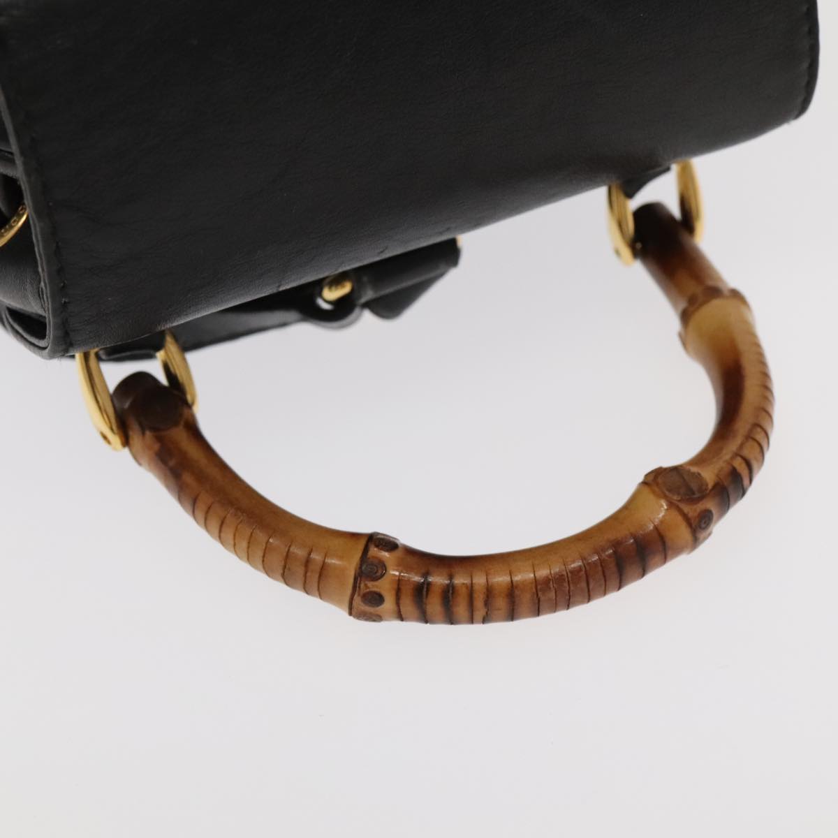Gucci Bamboo Black Leather Backpack Bag