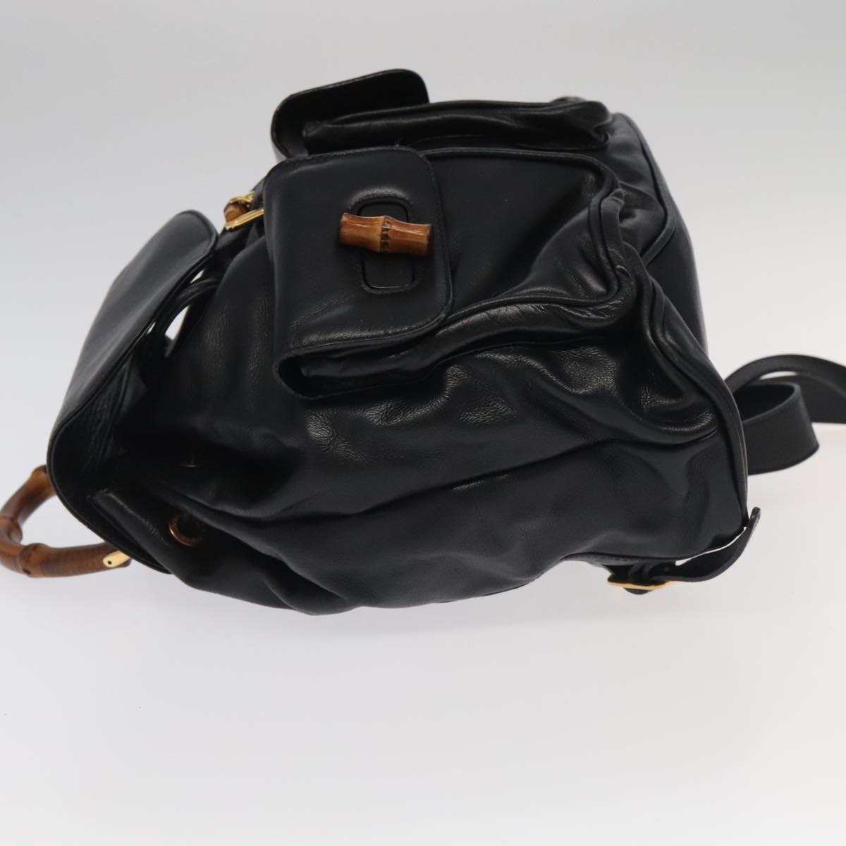 Gucci Bamboo Black Leather Backpack Bag