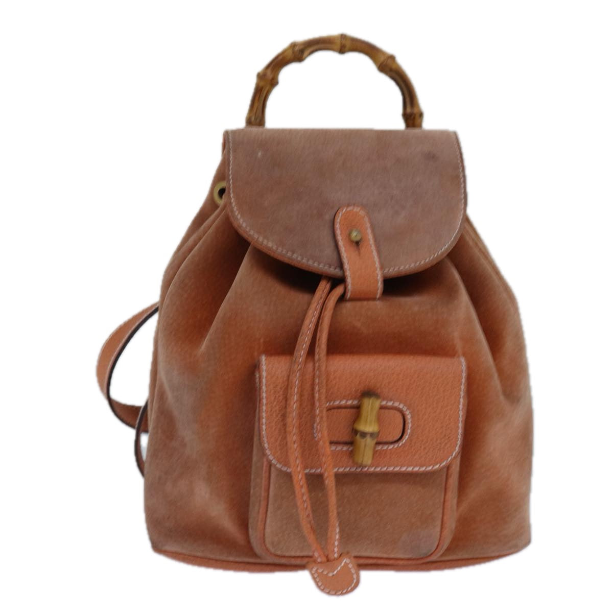 Gucci Bamboo Orange Suede Backpack Bag