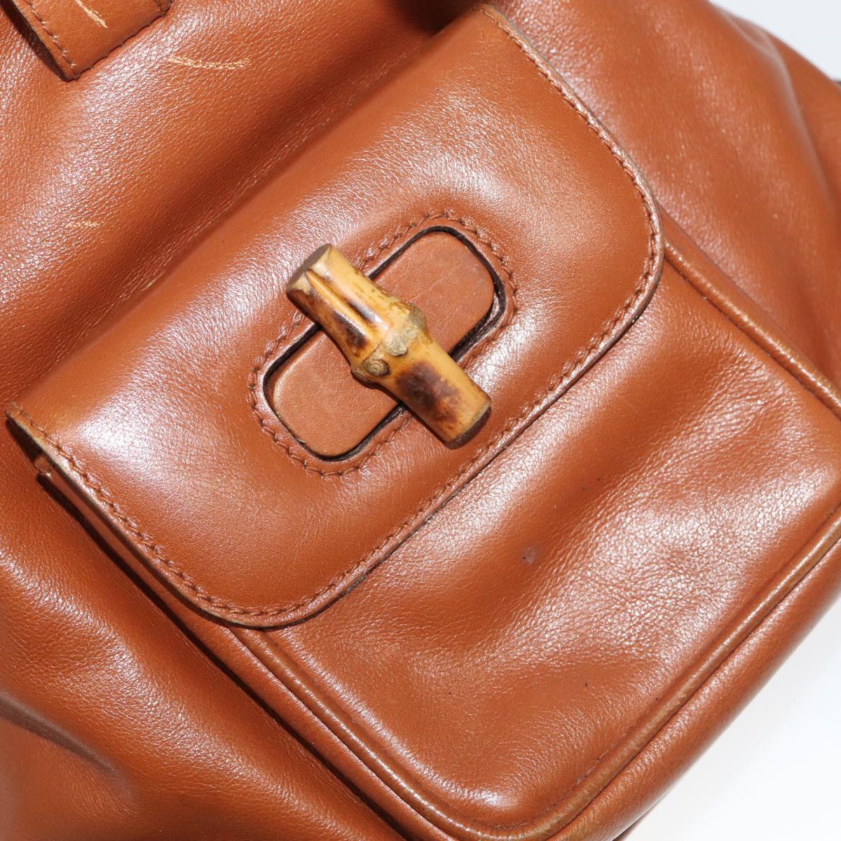 Gucci Bamboo Brown Leather Backpack Bag