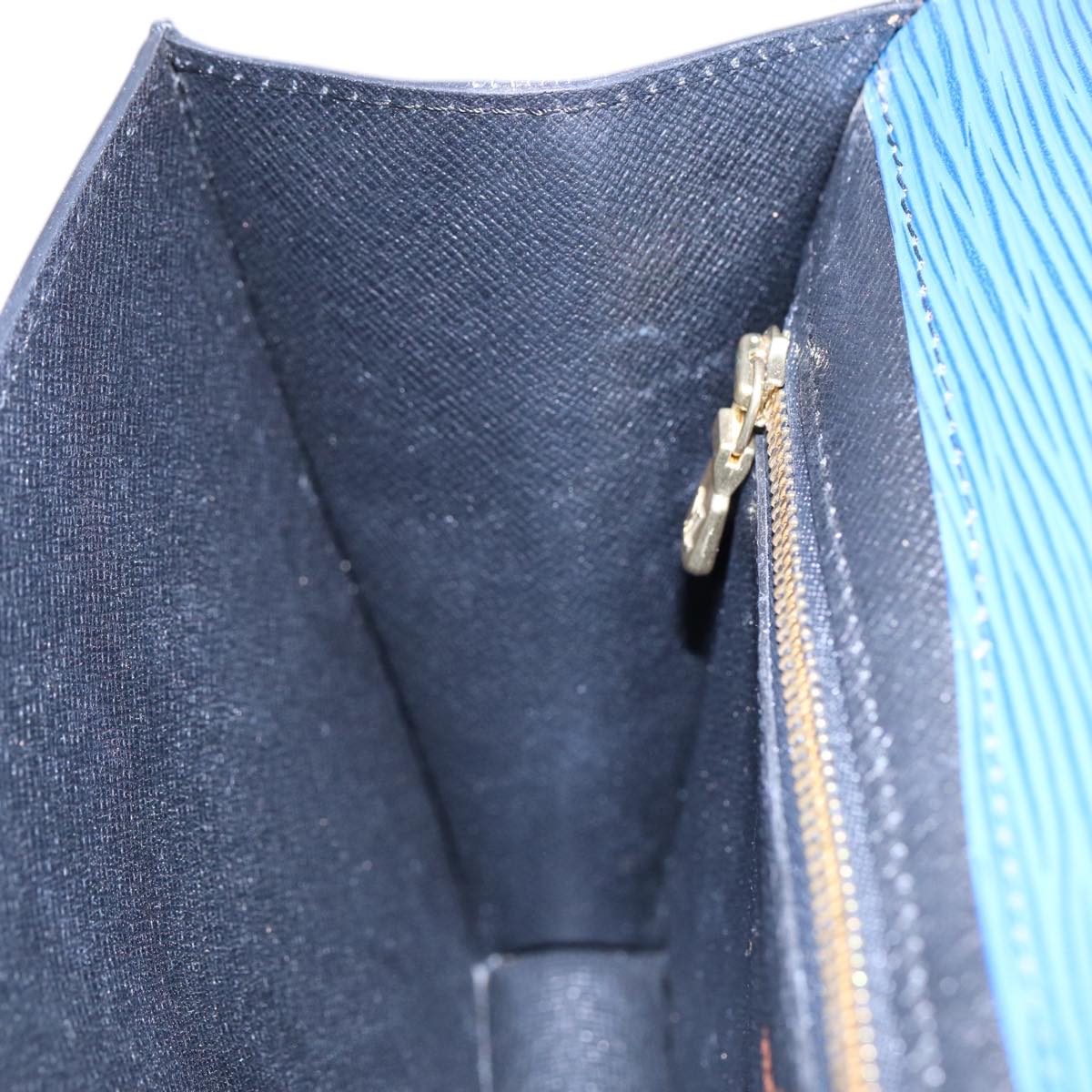Louis Vuitton Montaigne Blue Leather Clutch Bag