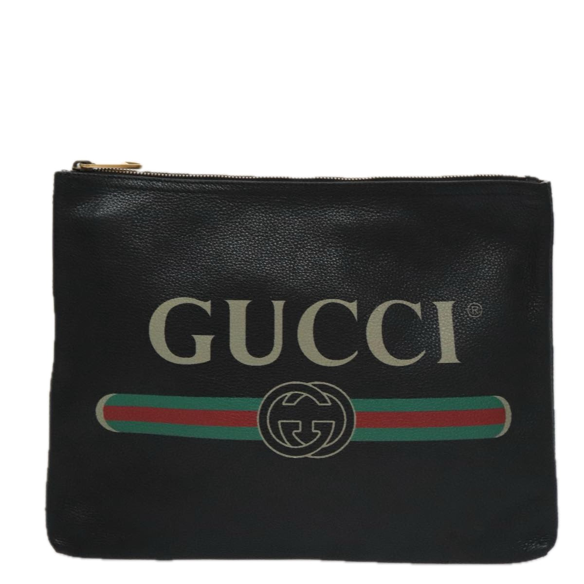 Gucci Imprime Black Leather Clutch Bag ()