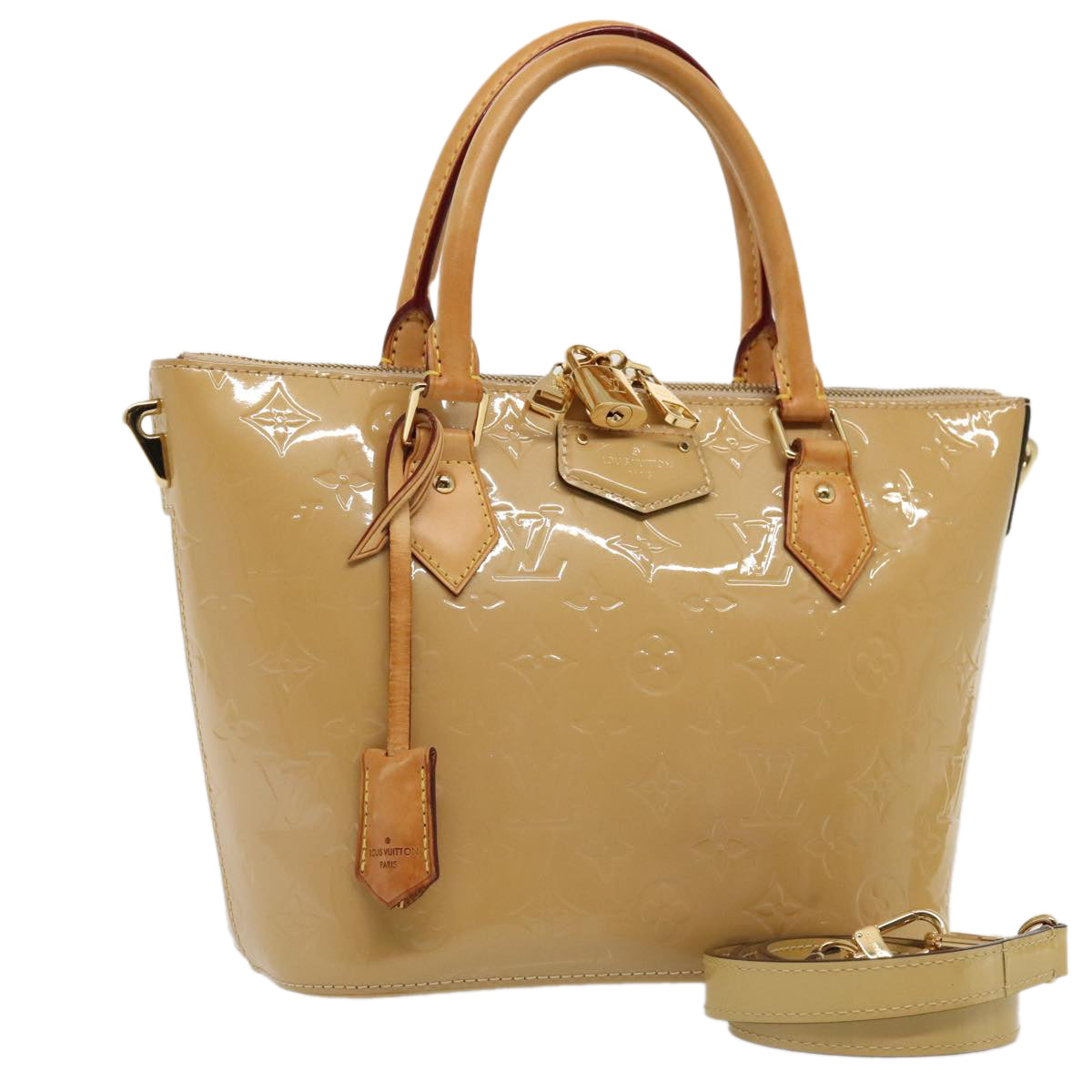 Louis Vuitton Montebello Camel Patent Leather Handbag