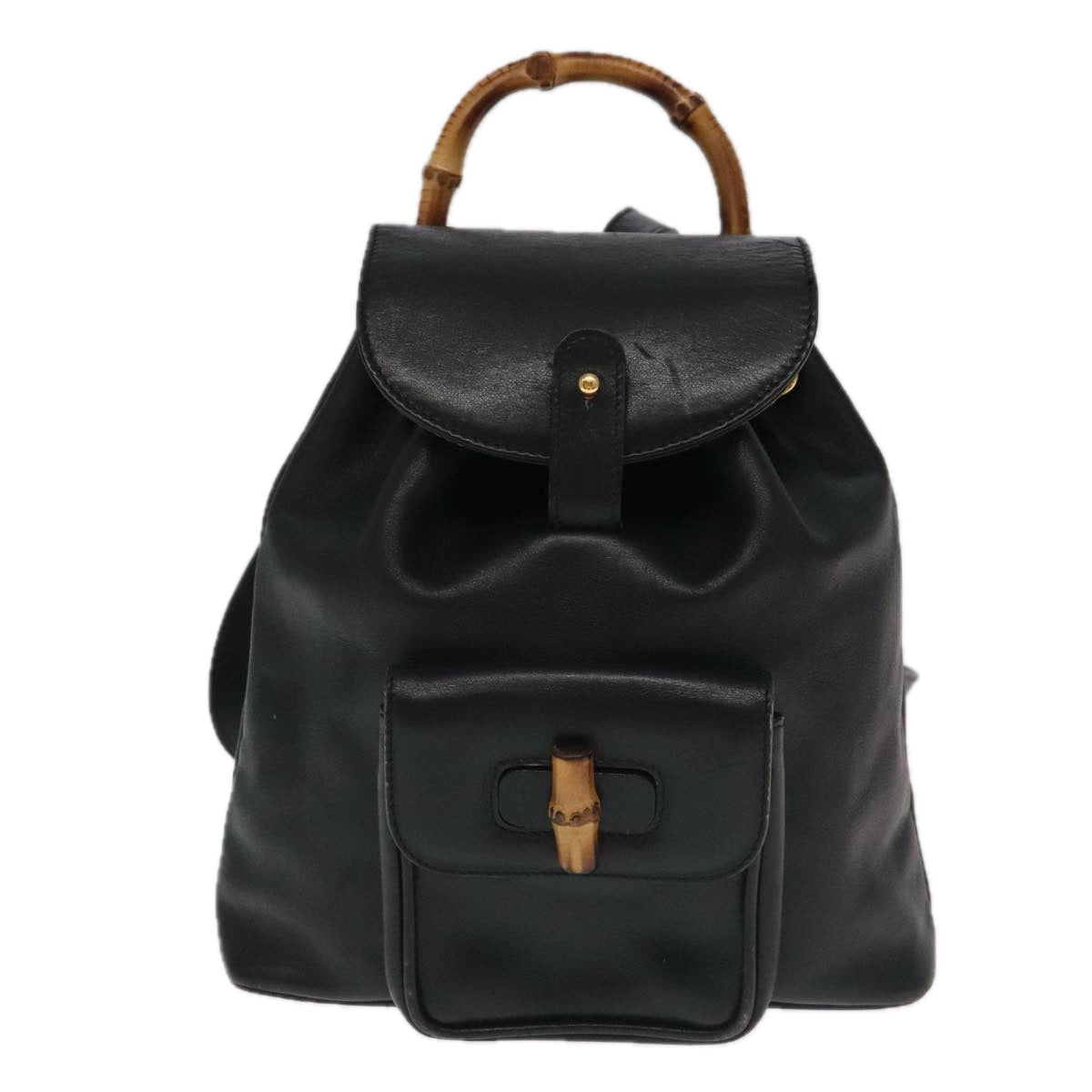 Gucci Bamboo Black Leather Backpack Bag ()