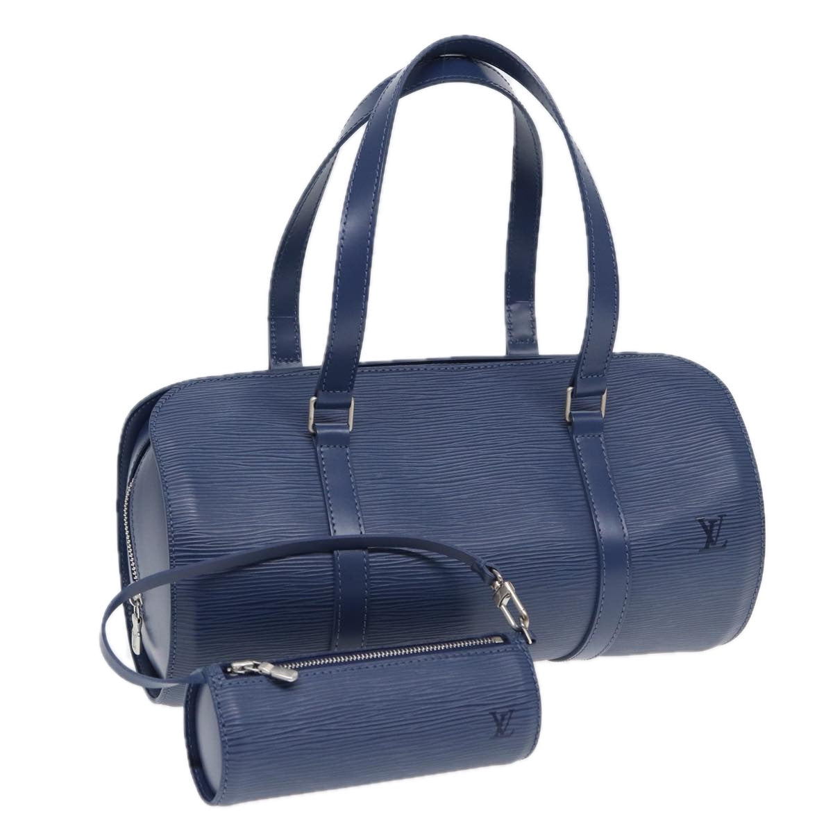 Louis Vuitton Papillon 30 Blue Leather Handbag