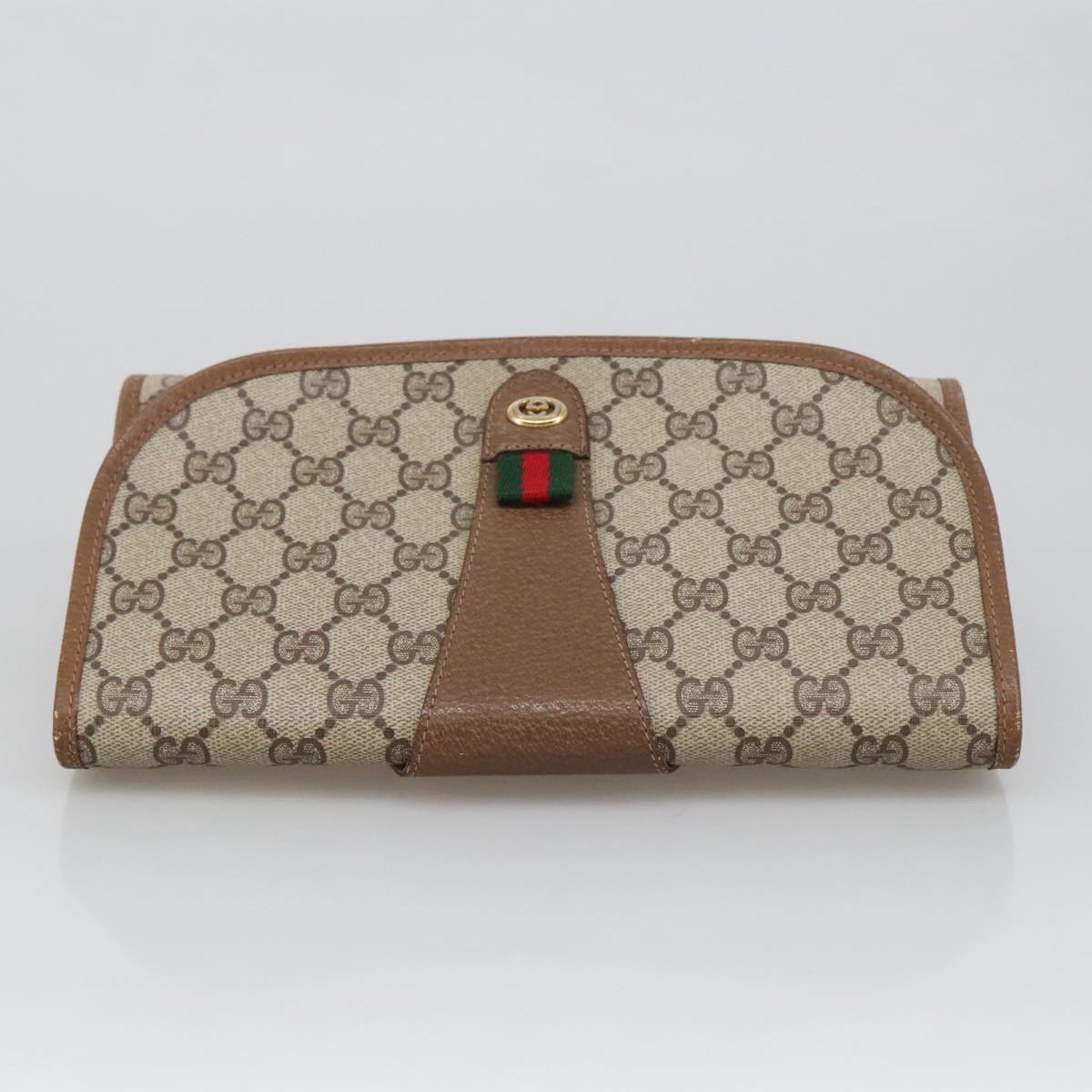 Gucci Sherry Beige Canvas Clutch Bag