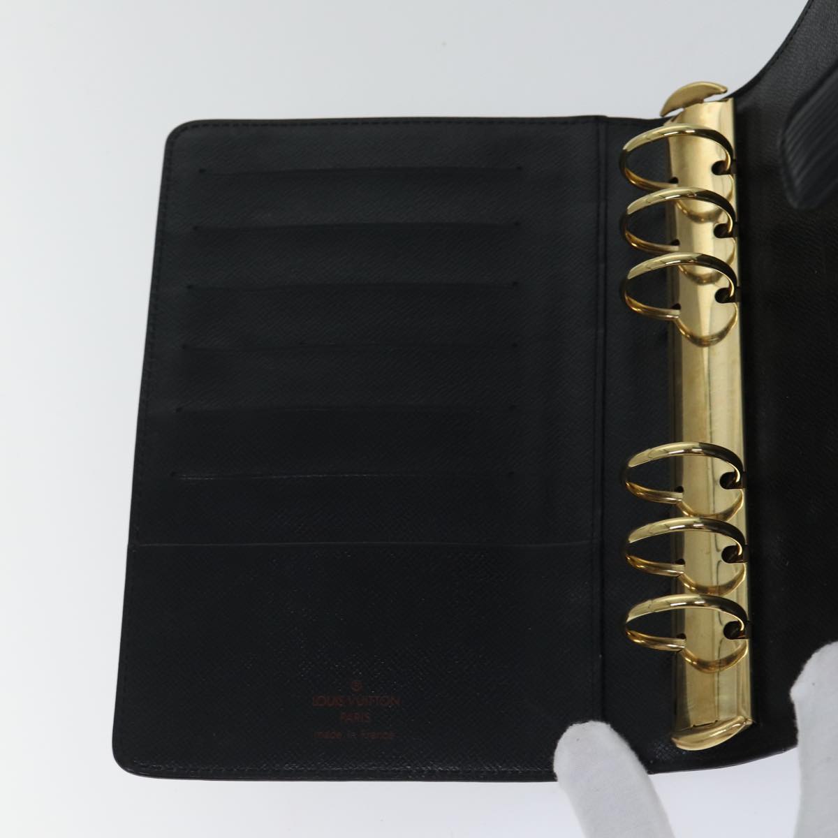 Louis Vuitton Agenda Mm Black Leather Wallet
