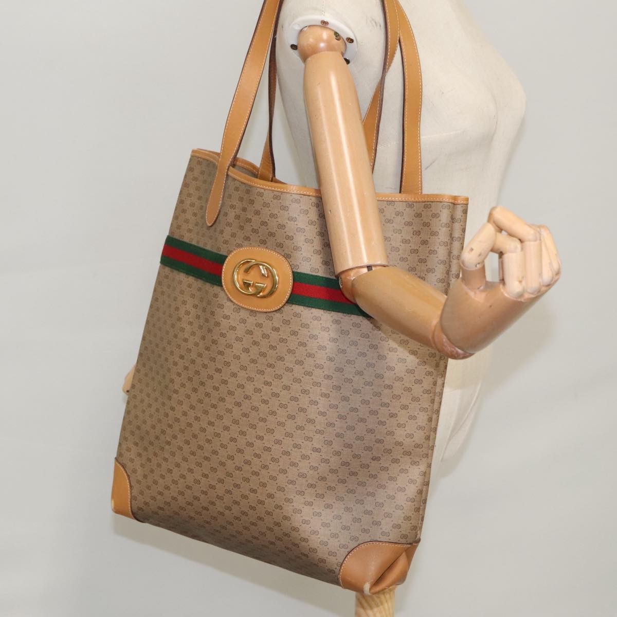 Gucci Sherry Beige Canvas Tote Bag