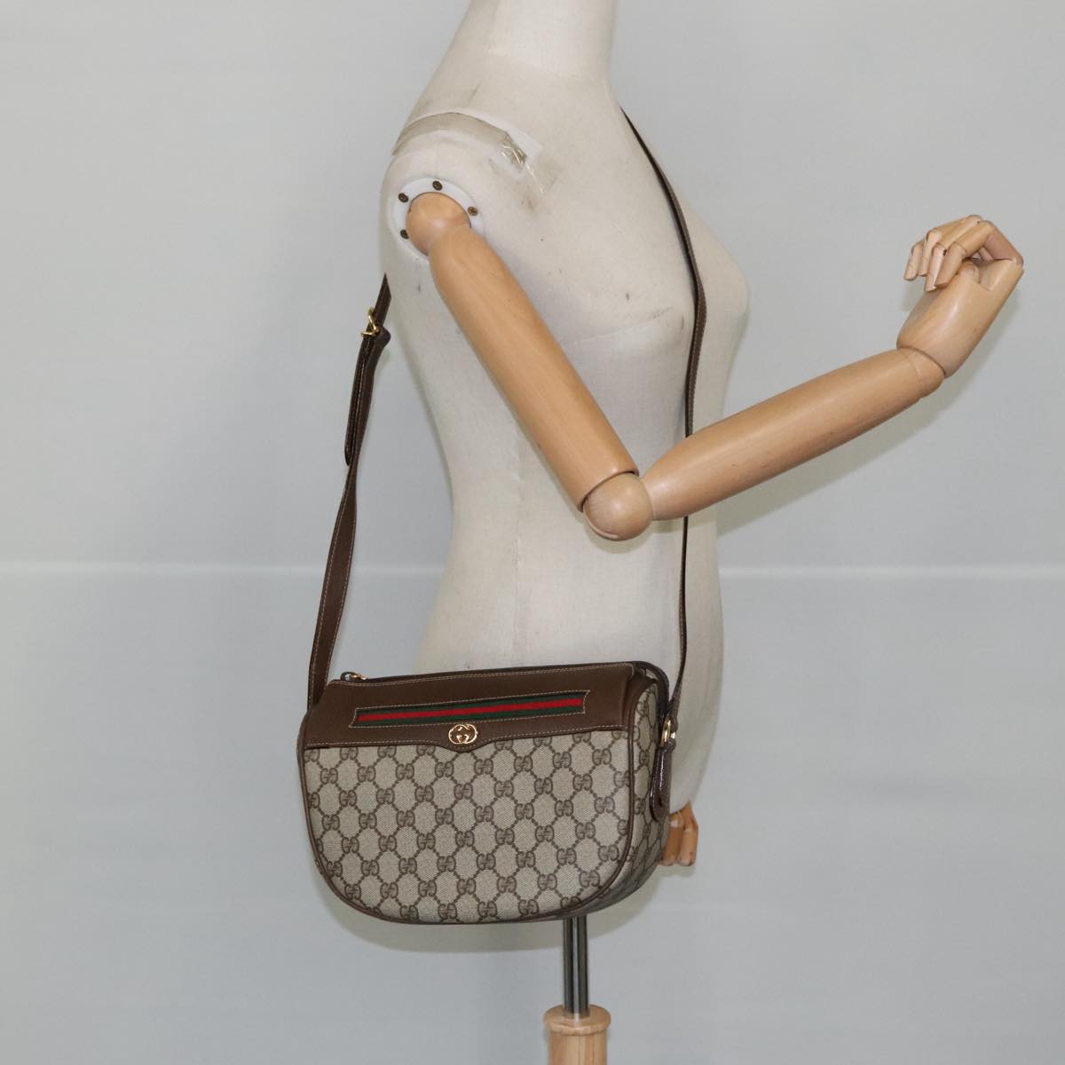 Gucci Ophidia Beige Canvas Shoulder Bag