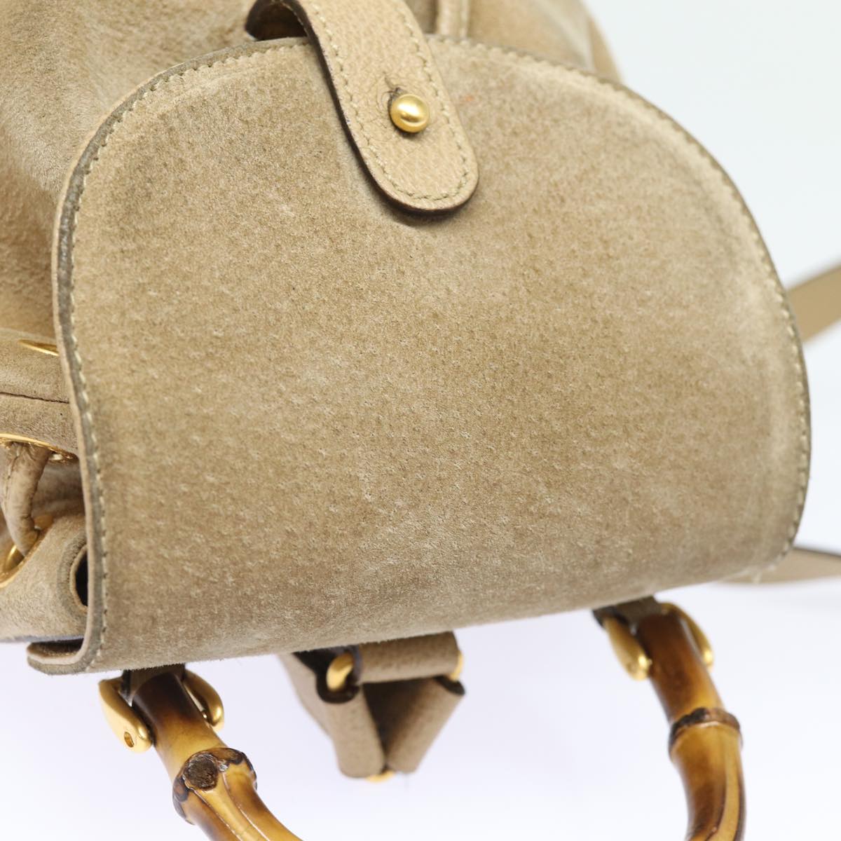 Gucci Bamboo Beige Suede Backpack Bag