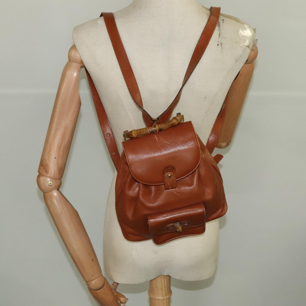 Gucci Bamboo Brown Leather Backpack Bag