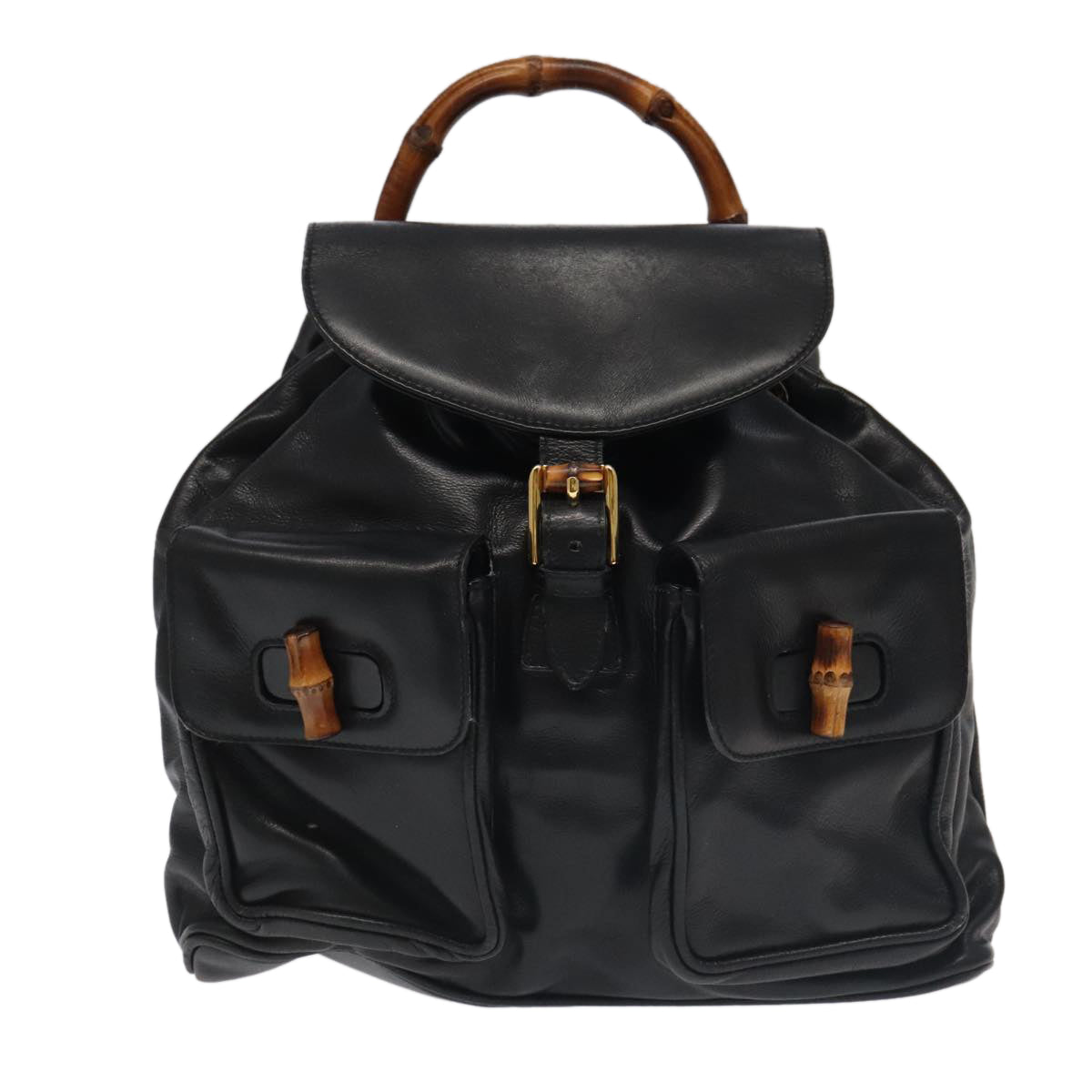 Gucci Bamboo Black Leather Backpack Bag ()
