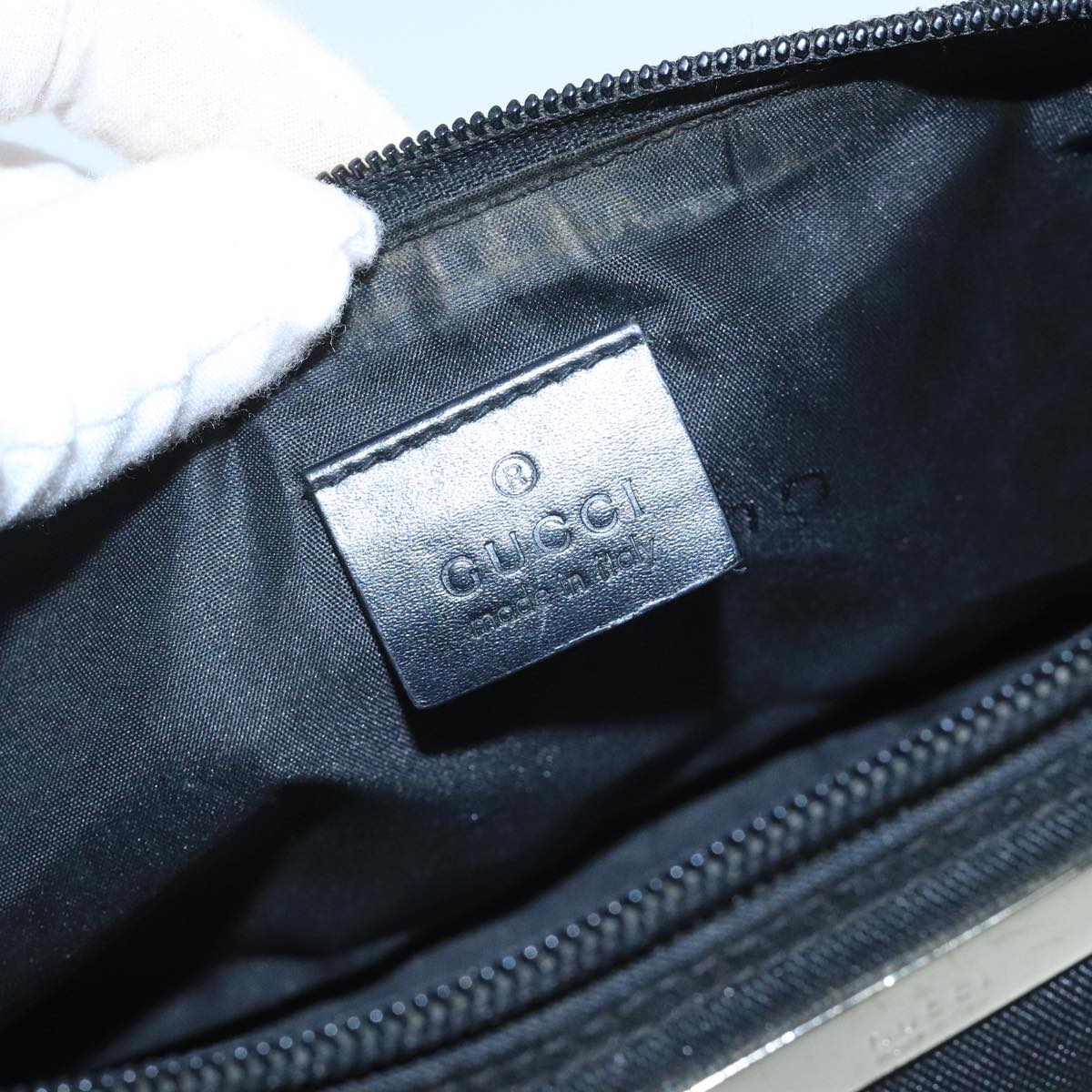 Gucci Baguette Black Canvas Clutch Bag