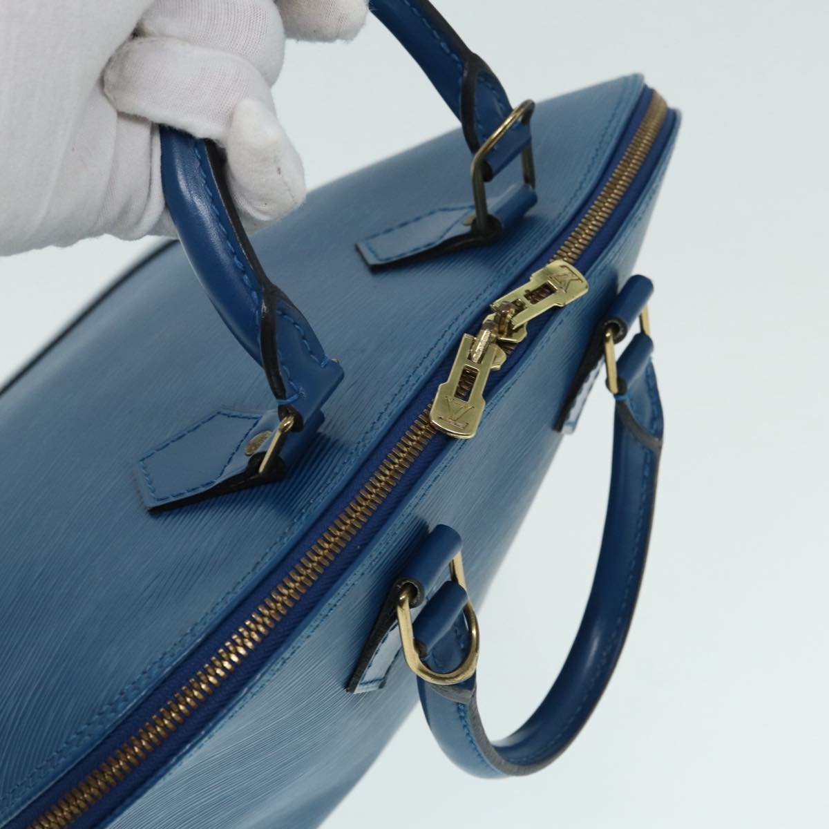 Louis Vuitton Alma Blue Leather Handbag