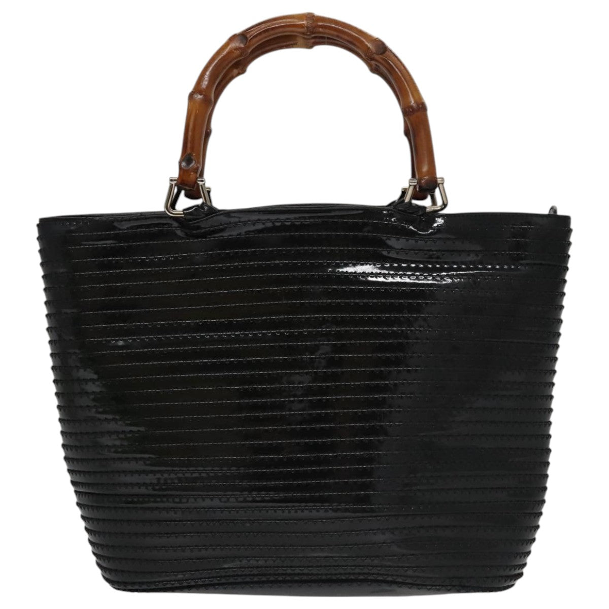 Gucci Bamboo Black Patent Leather Handbag ()