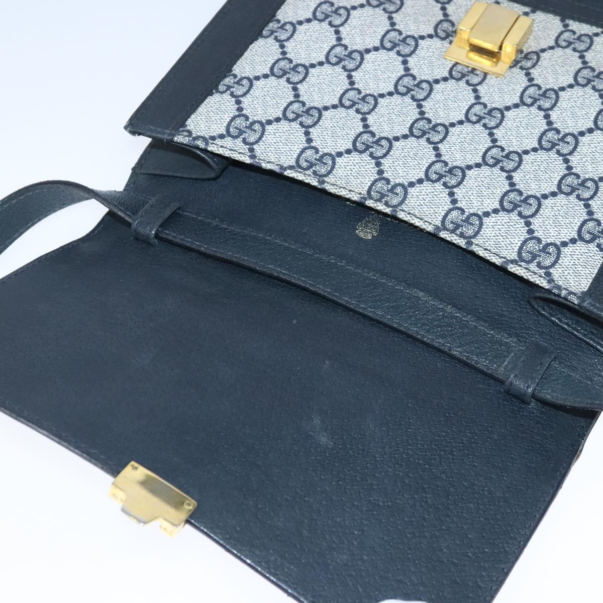 Gucci Sherry Navy Leather Shoulder Bag