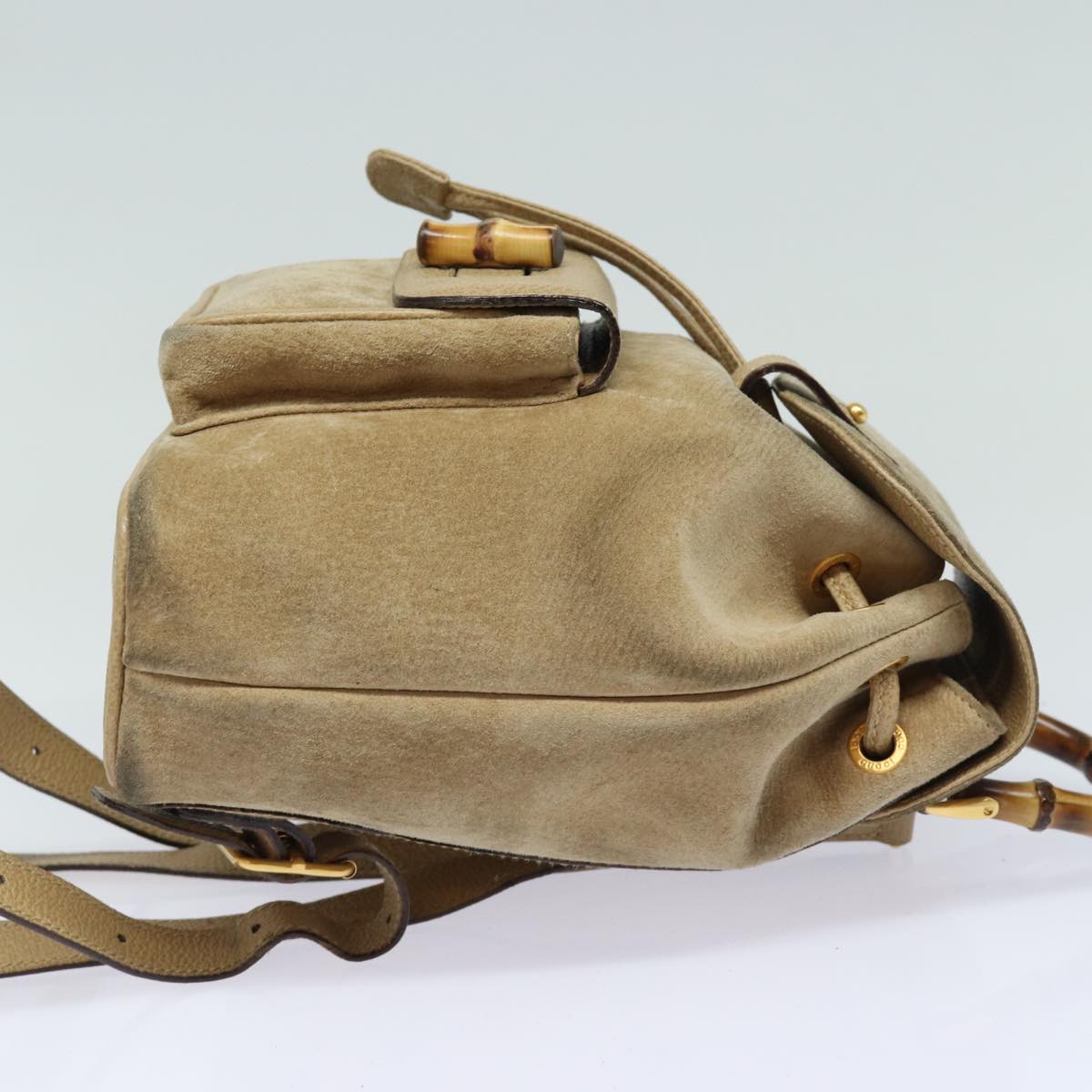 Gucci Bamboo Beige Suede Backpack Bag