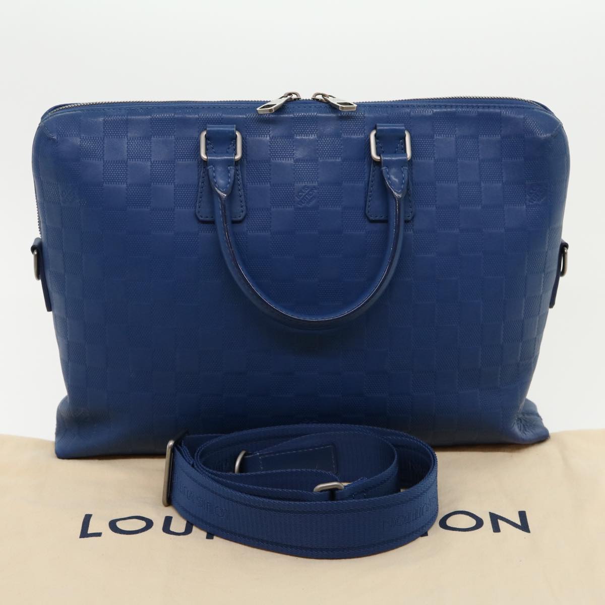 Louis Vuitton Porte Documents Jour Blue Leather Handbag