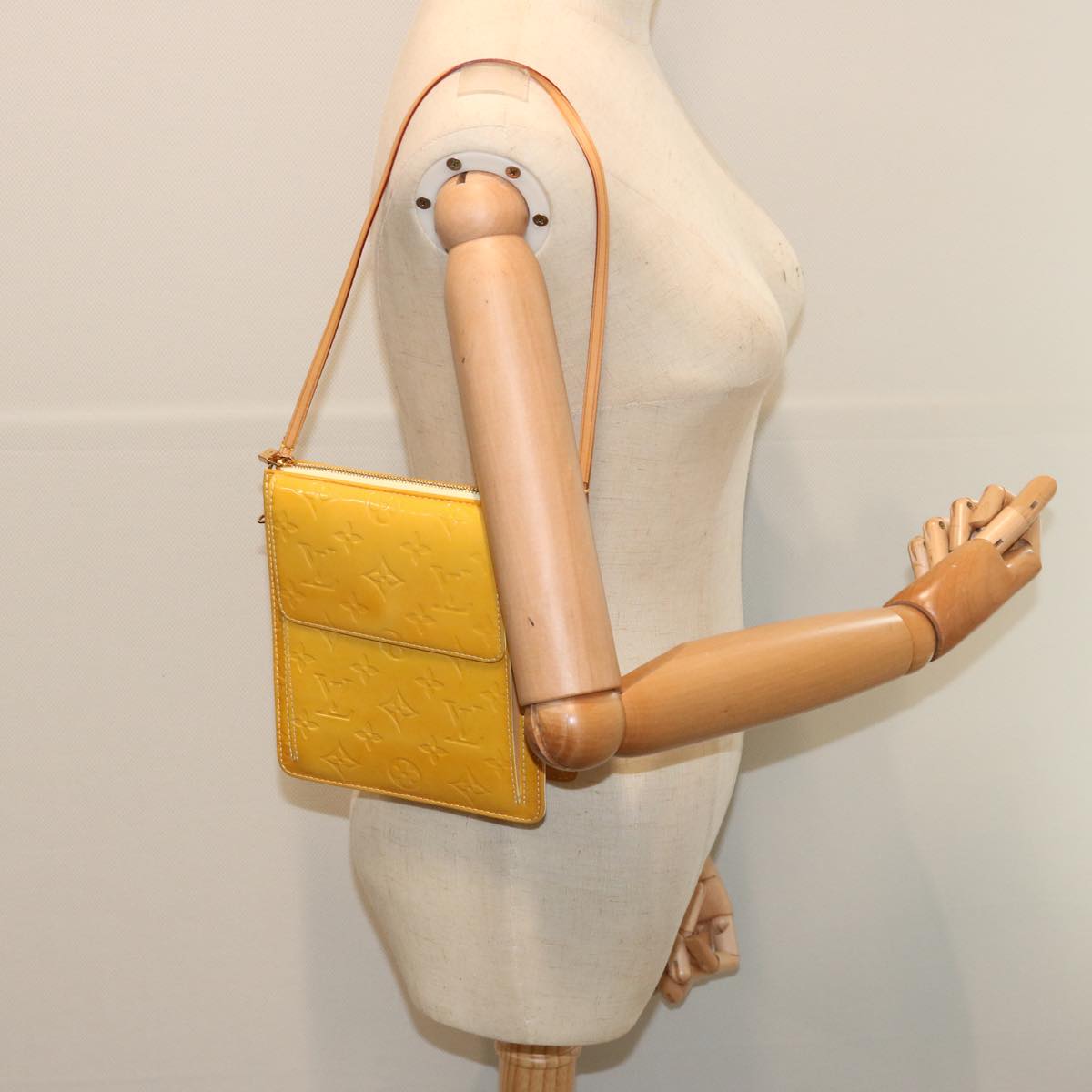 Louis Vuitton Mott Yellow Patent Leather Clutch Bag