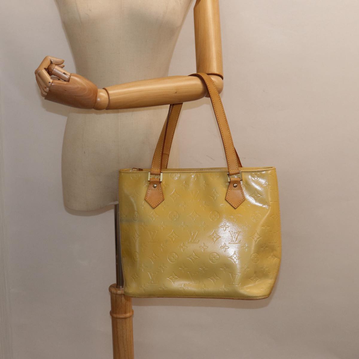 Louis Vuitton Houston Yellow Patent Leather Handbag