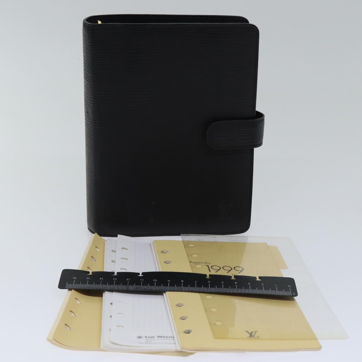 Louis Vuitton Agenda Mm Black Leather Wallet