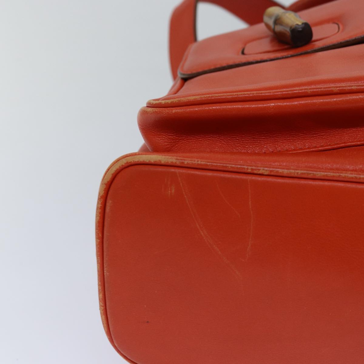 Gucci Bamboo Orange Leather Backpack Bag