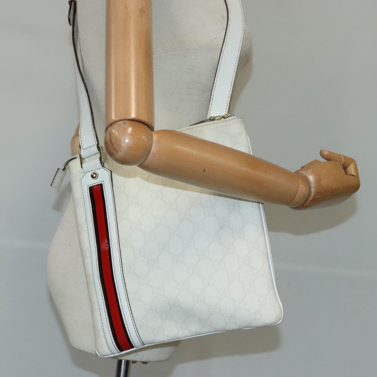 Gucci Ophidia White Canvas Shoulder Bag