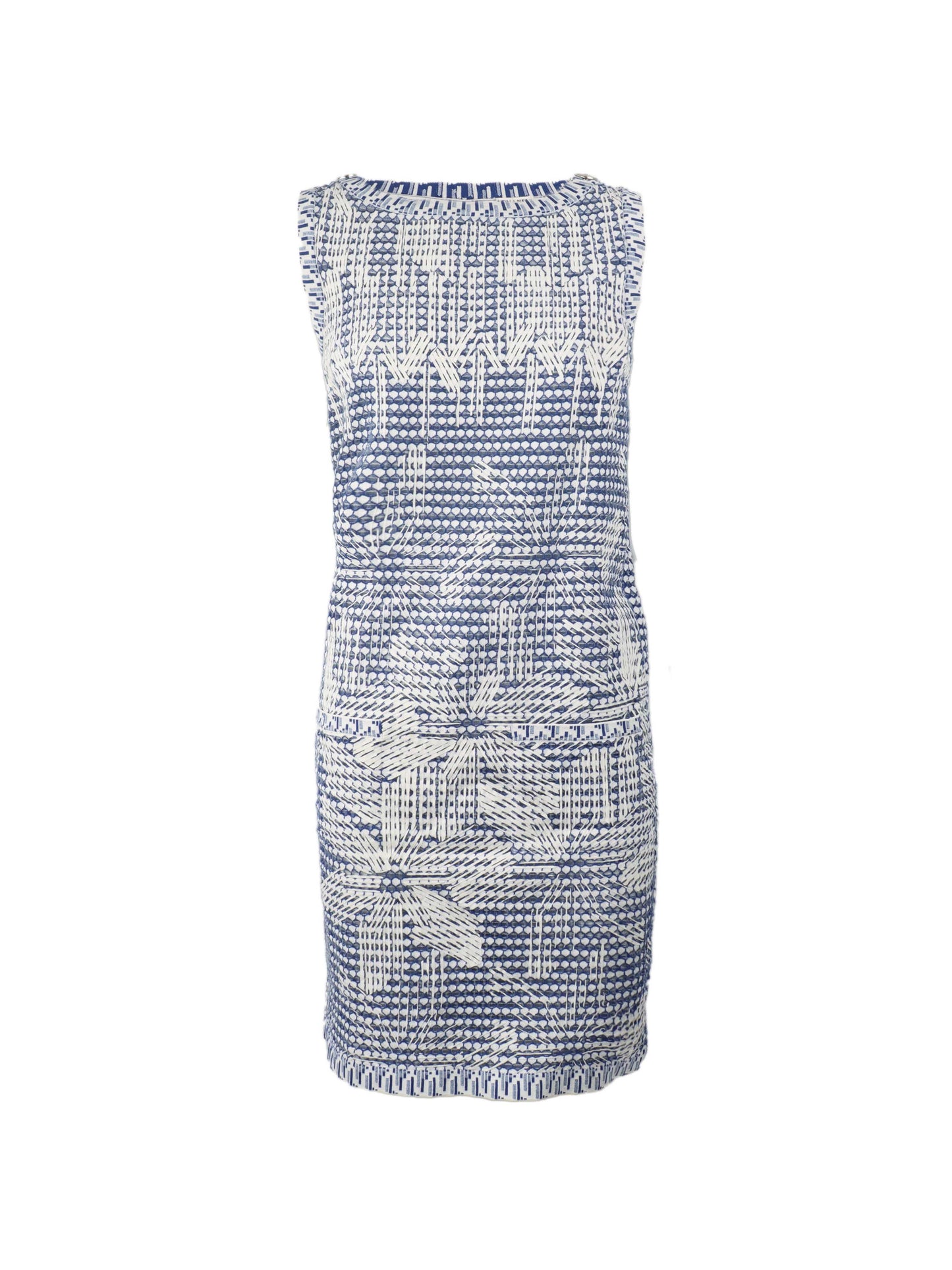 Chanel White and Blue Floral Sleeveless Dress.