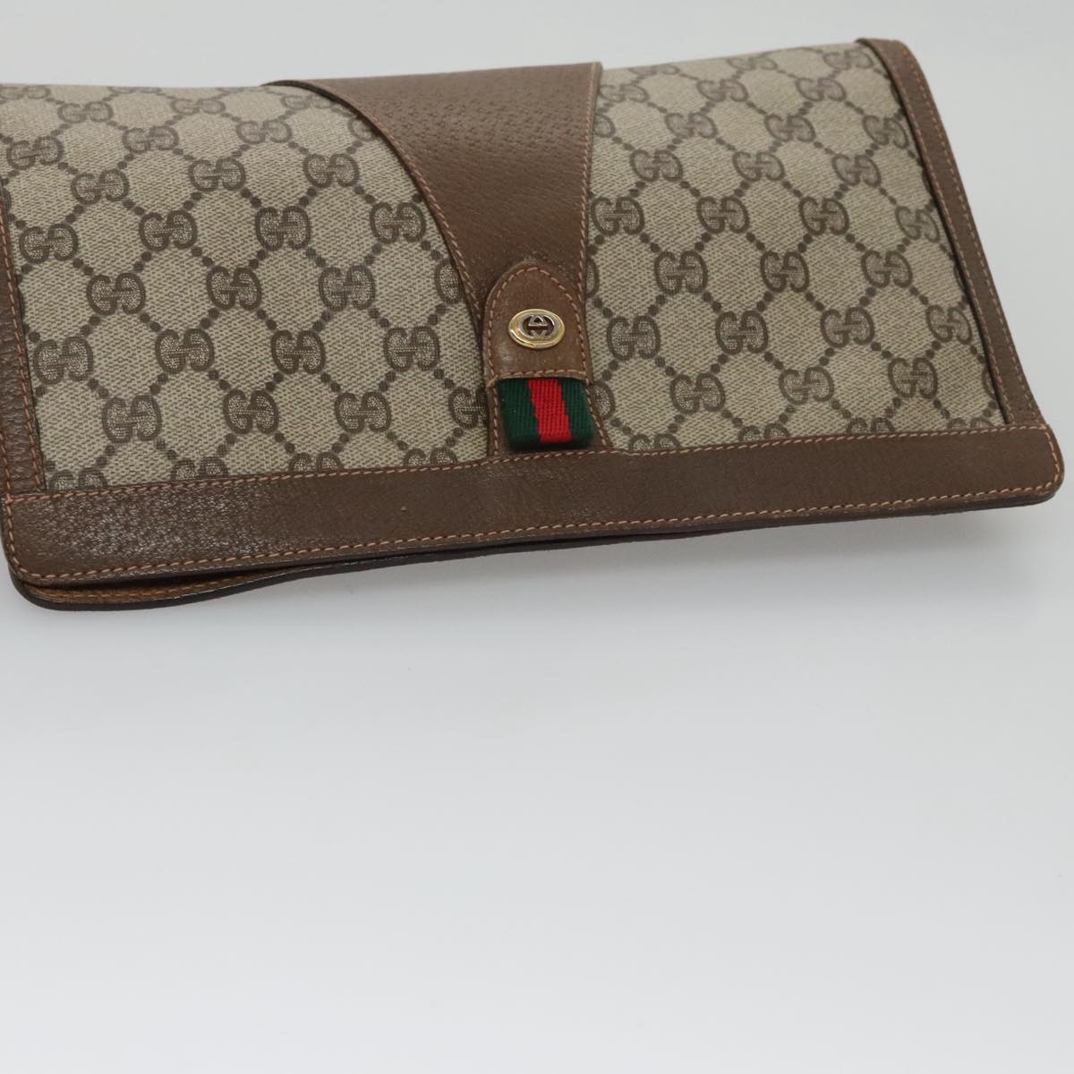 Gucci Sherry Beige Canvas Clutch Bag