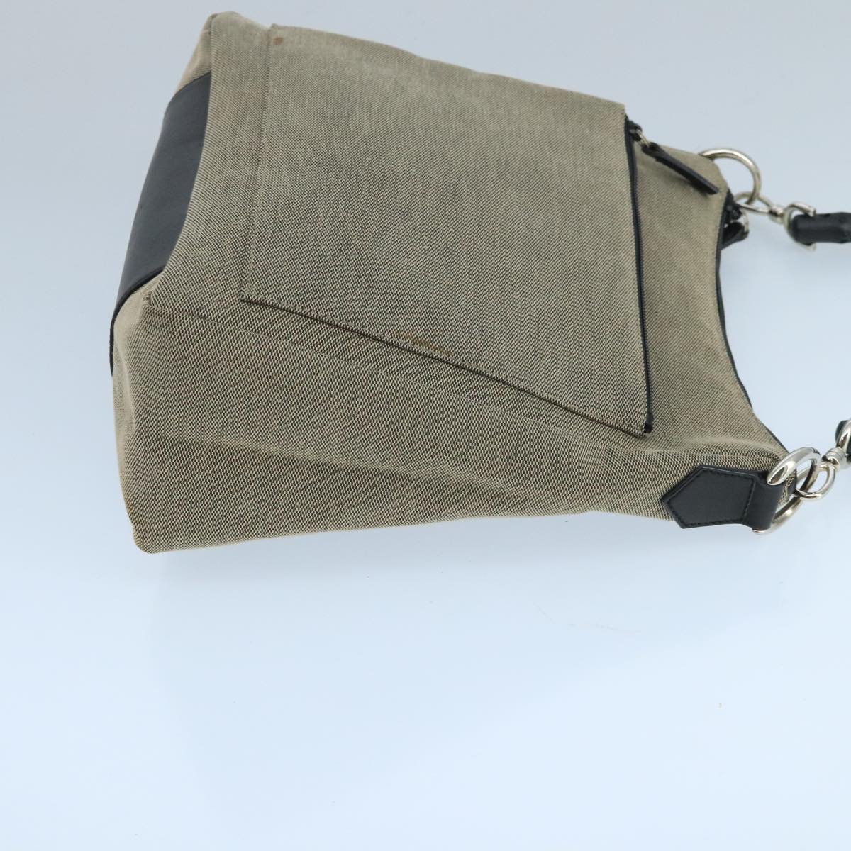 Gucci Bamboo Beige Canvas Shoulder Bag