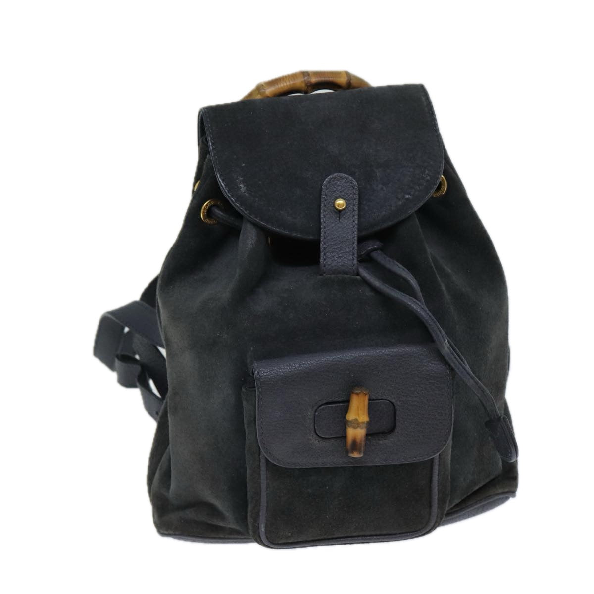 Gucci Bamboo Black Suede Backpack Bag
