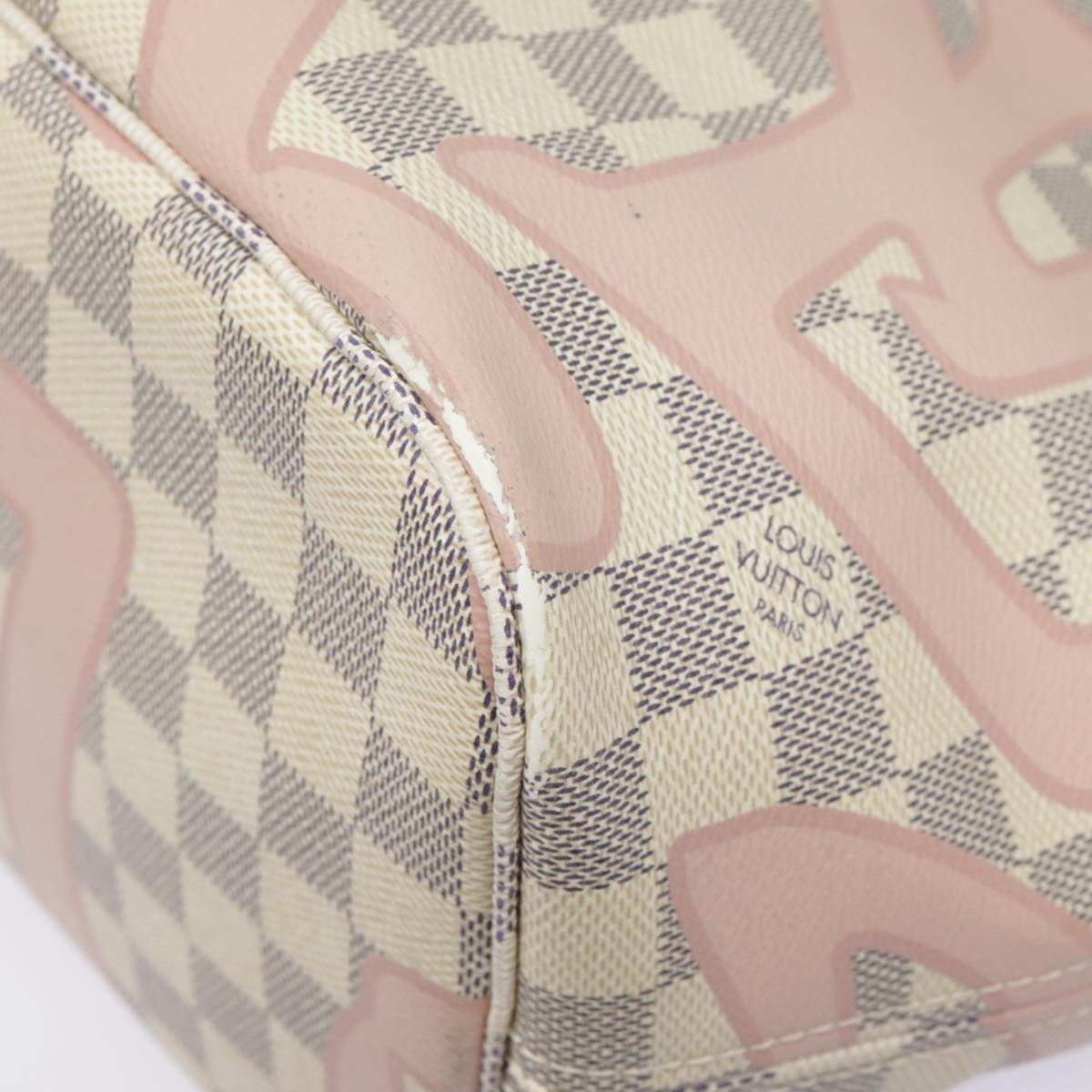 Louis Vuitton Neverfull Mm White Canvas Tote Bag