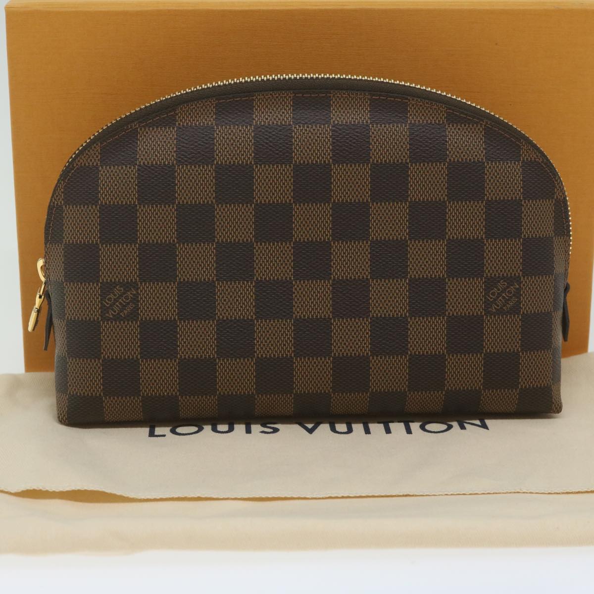 Louis Vuitton Cosmetic Pouch Brown Canvas Clutch Bag