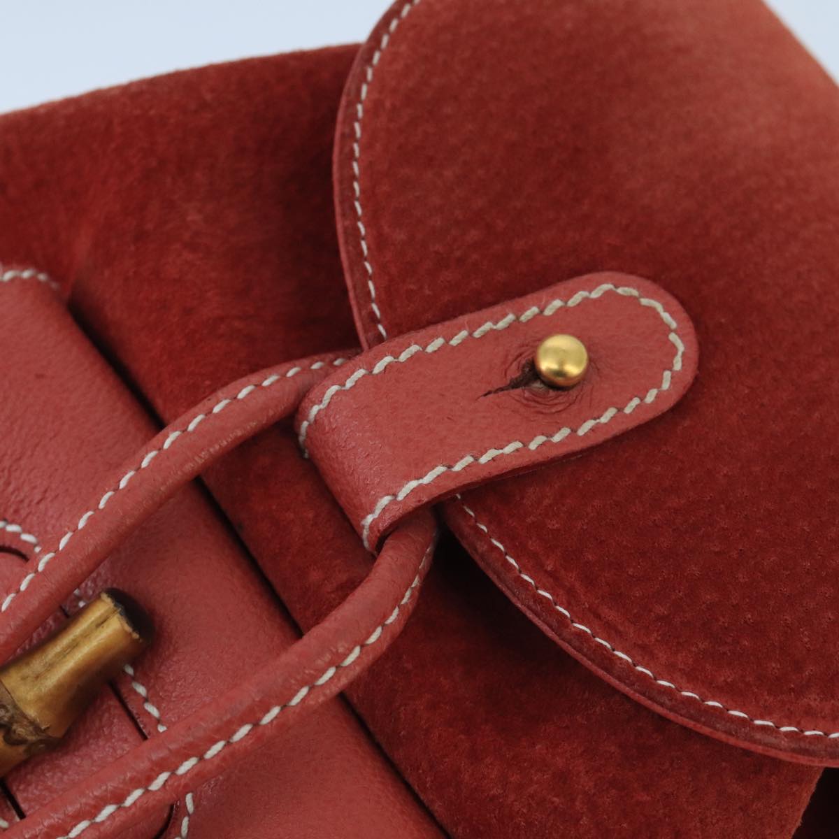Gucci Bamboo Red Suede Backpack Bag