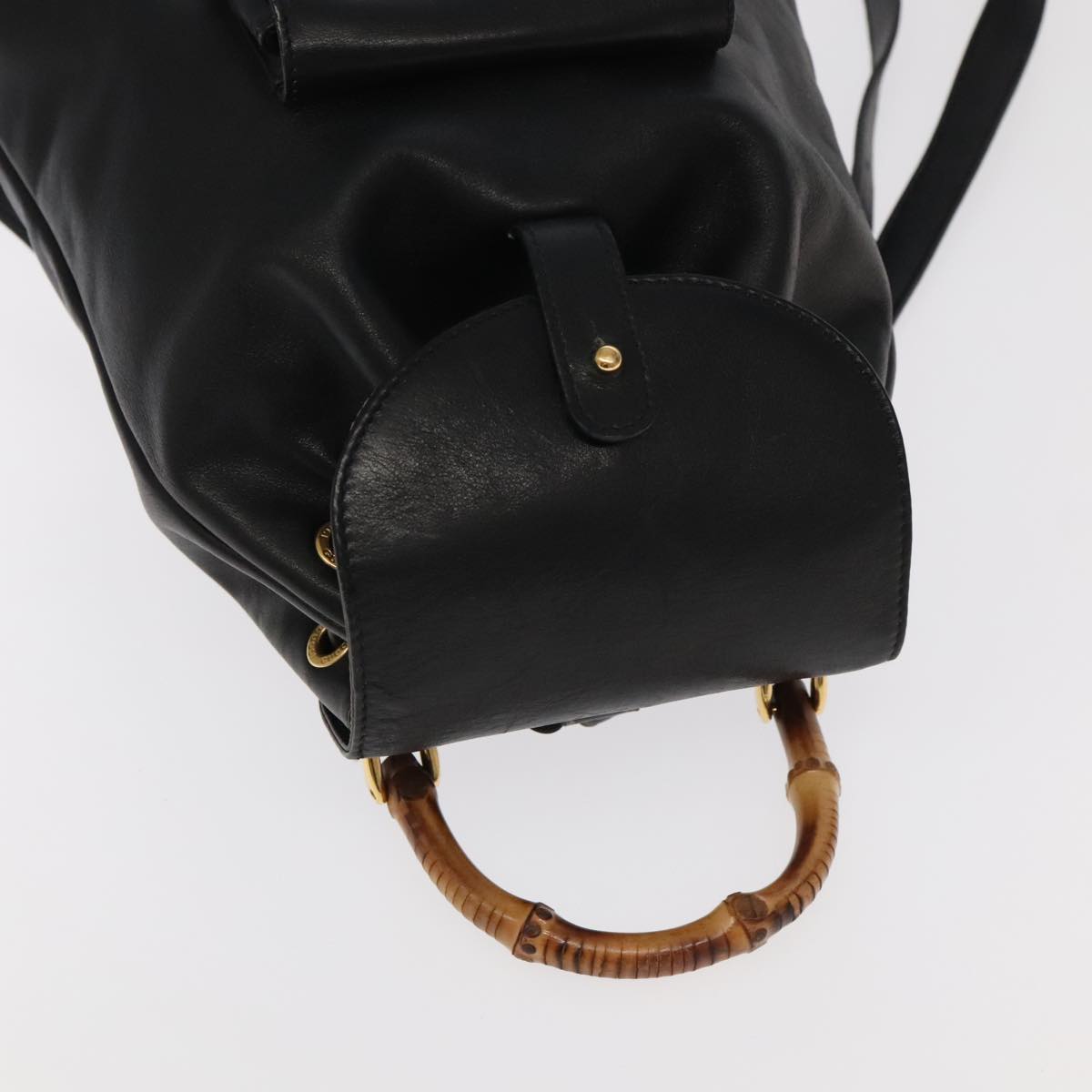 Gucci Bamboo Black Leather Backpack Bag