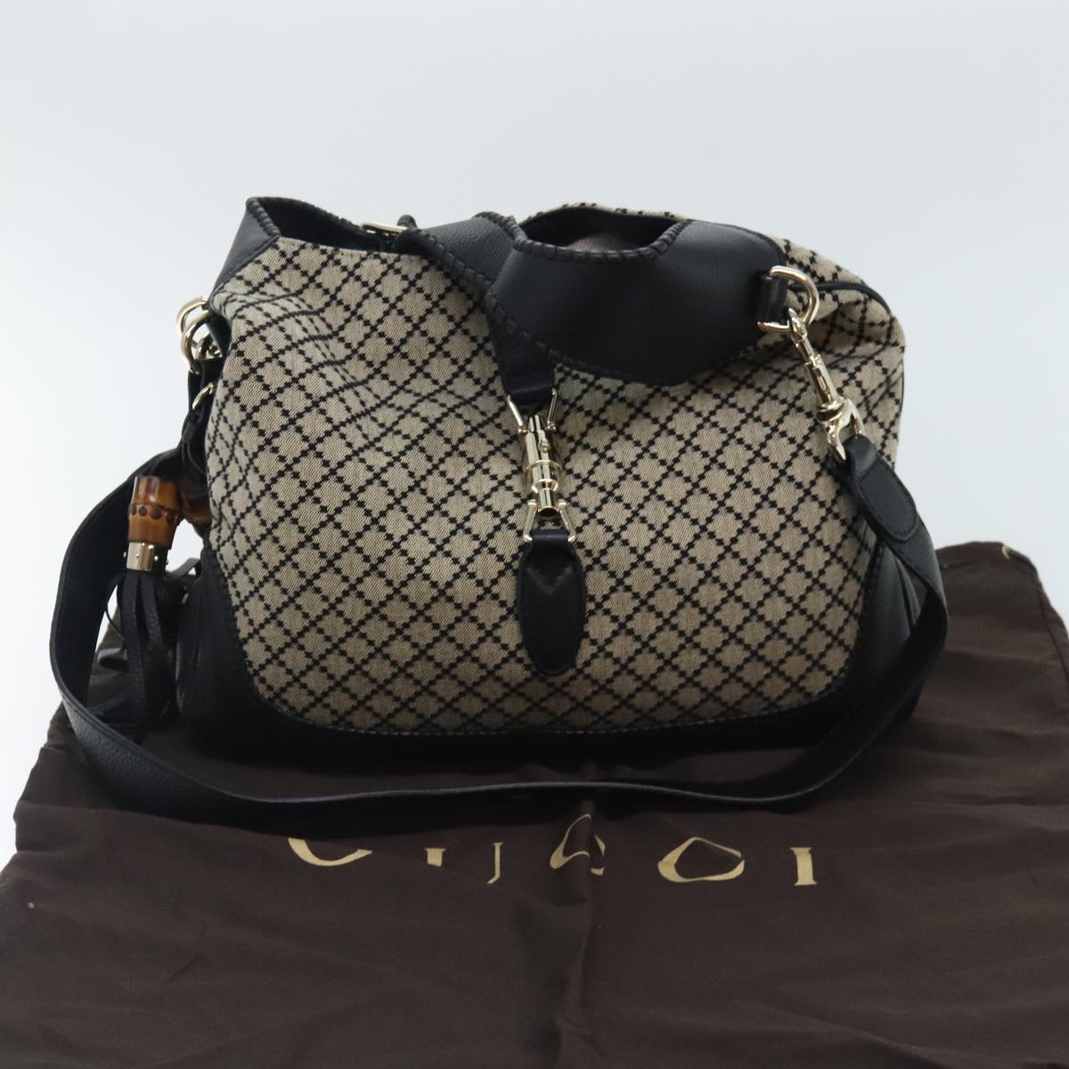 Gucci Jackie Black Canvas Shoulder Bag