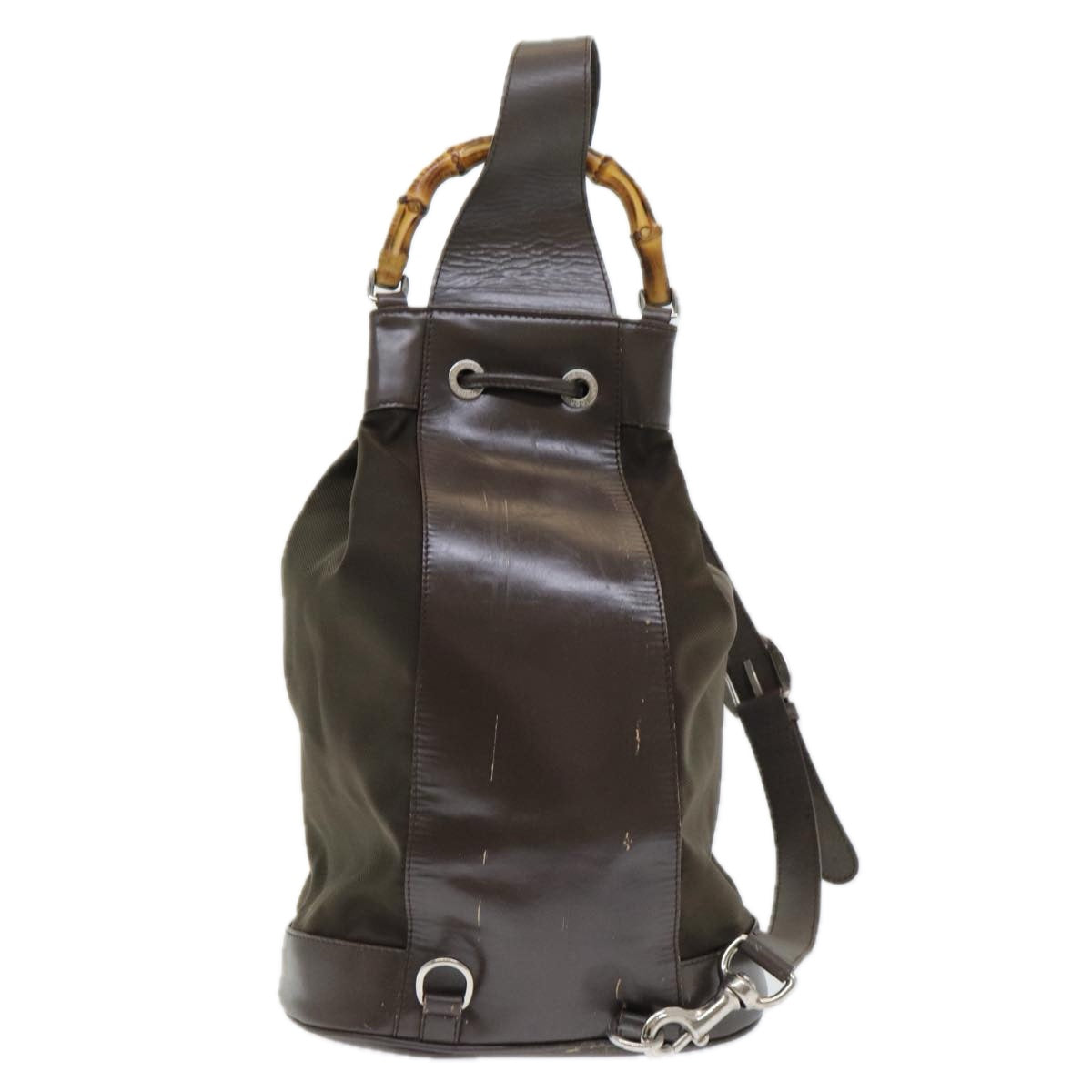 Gucci Bamboo Brown Synthetic Backpack Bag