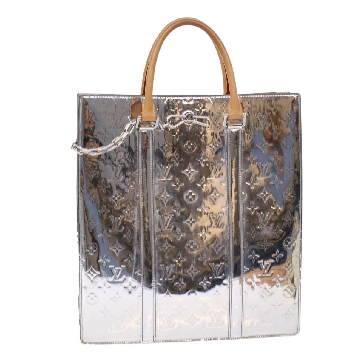 Louis Vuitton Sac Plat Silver Canvas Handbag