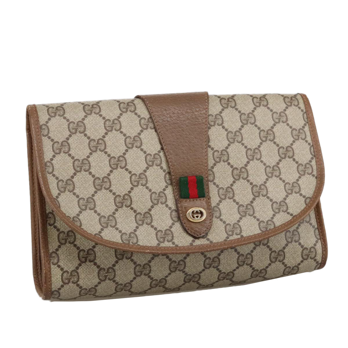 Gucci Sherry Beige Canvas Clutch Bag