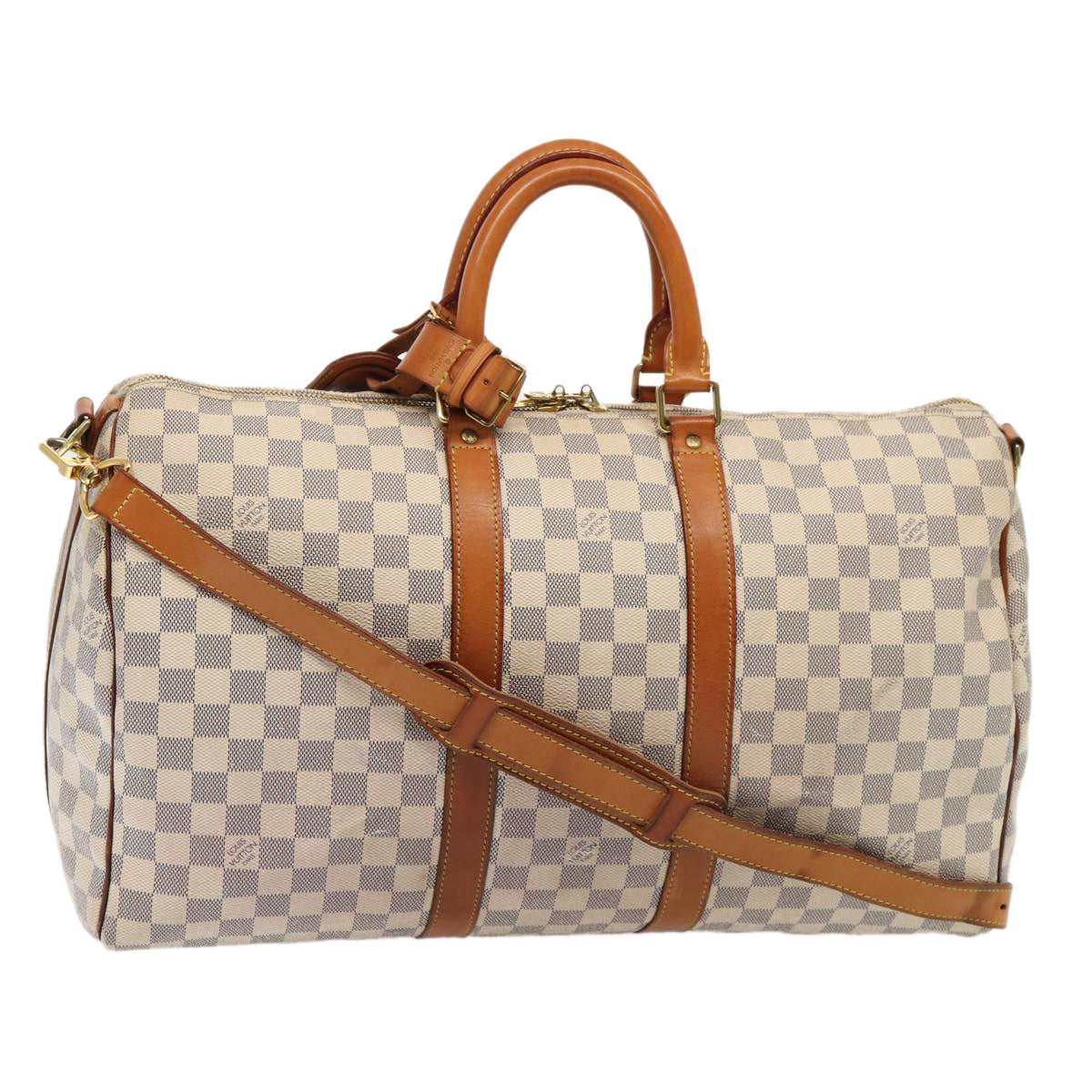 Louis Vuitton Keepall Bandouliere 45 White Canvas Travel Bag