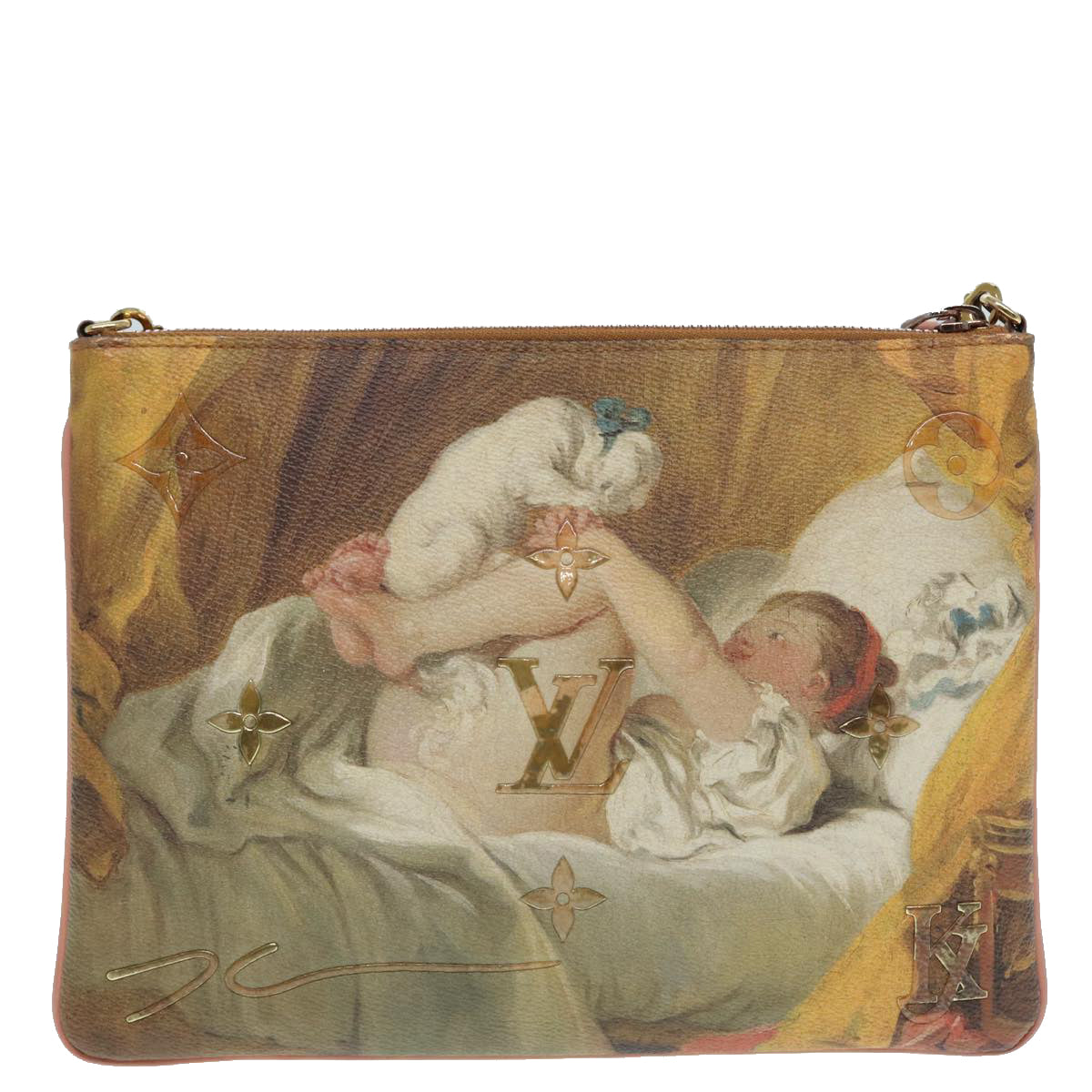 Louis Vuitton Pochette Plat Beige Leather Shoulder Bag