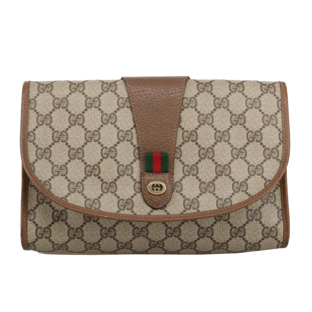 Gucci Sherry Beige Canvas Clutch Bag ()