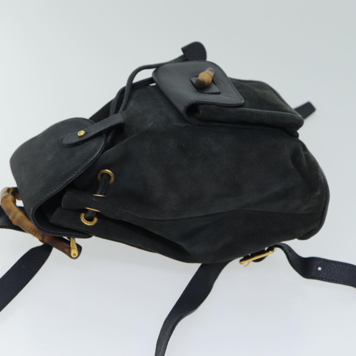 Gucci Bamboo Black Suede Backpack Bag