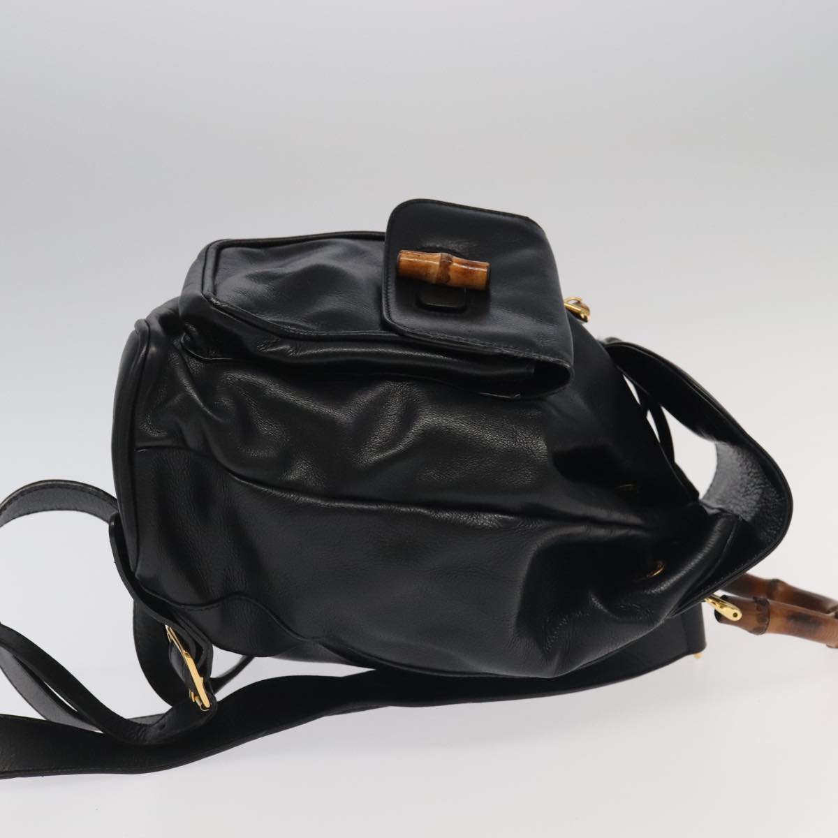 Gucci Bamboo Black Leather Backpack Bag