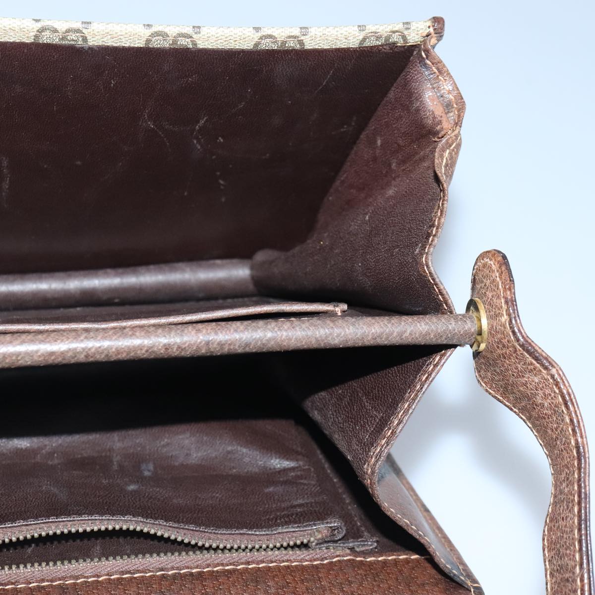 Gucci Horsebit Beige Canvas Shoulder Bag