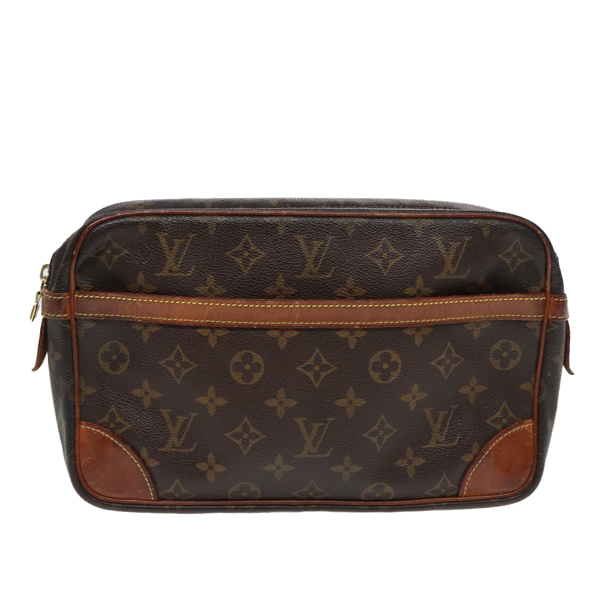 Louis Vuitton Compiegne 28 Brown Canvas Clutch Bag
