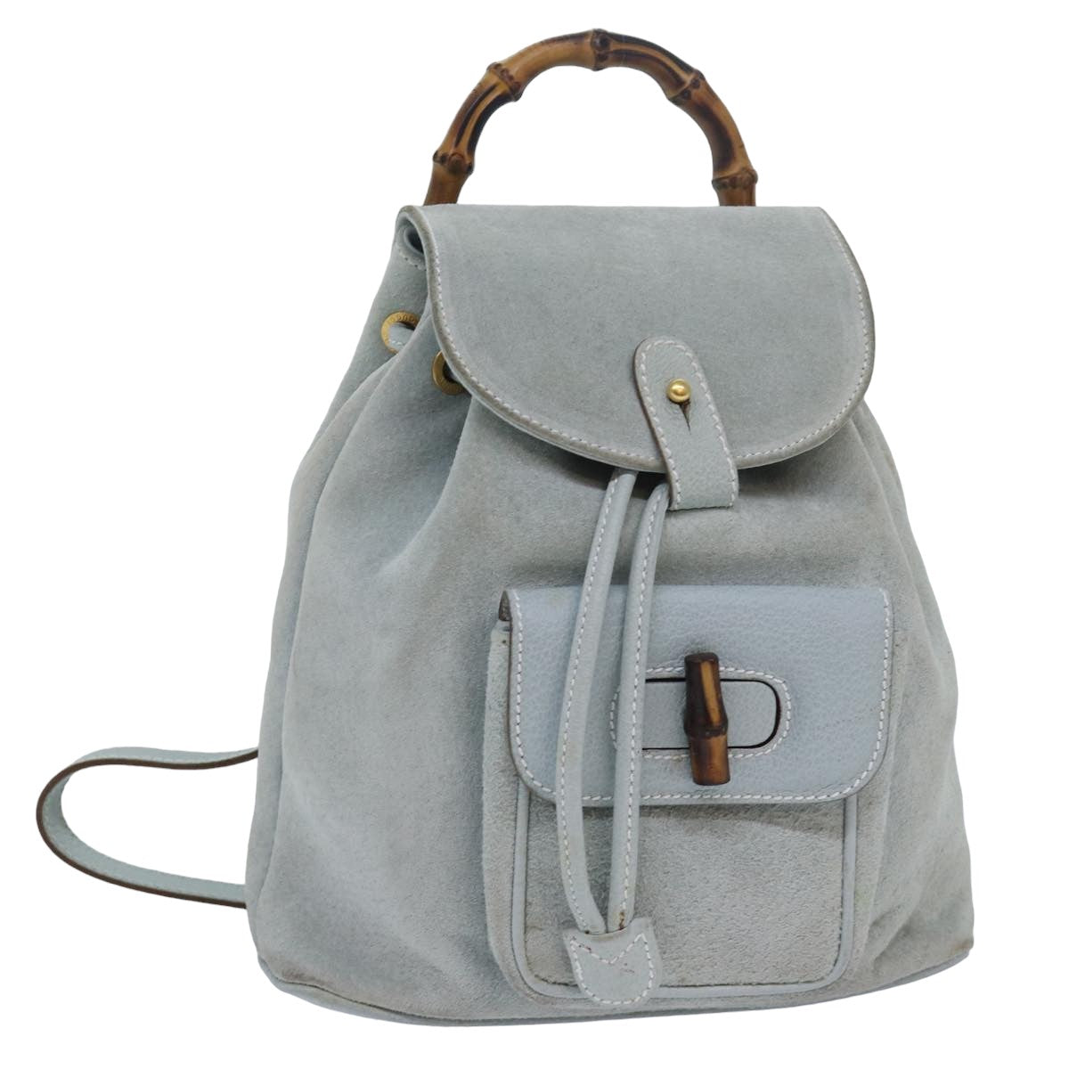 Gucci Bamboo Blue Suede Backpack Bag