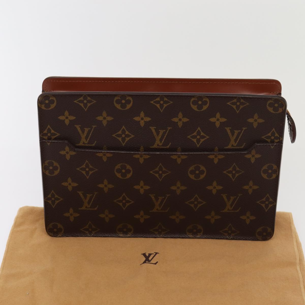 Louis Vuitton Pochette A4 Brown Canvas Clutch Bag